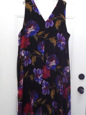 Collection Michel Studio  Sleeveless Plus Size 22 Floral Dress Blue Black Midi